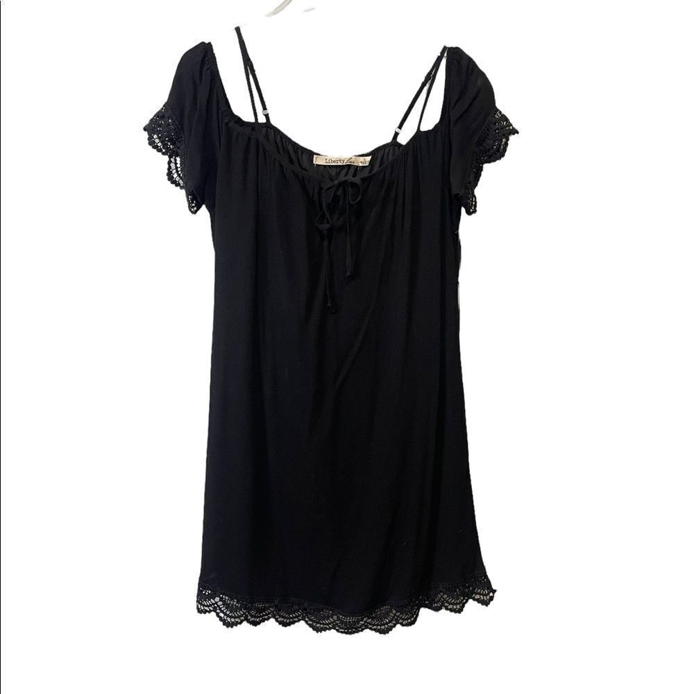 Liberty Love Dress Lace Eylelet Black Size Large
